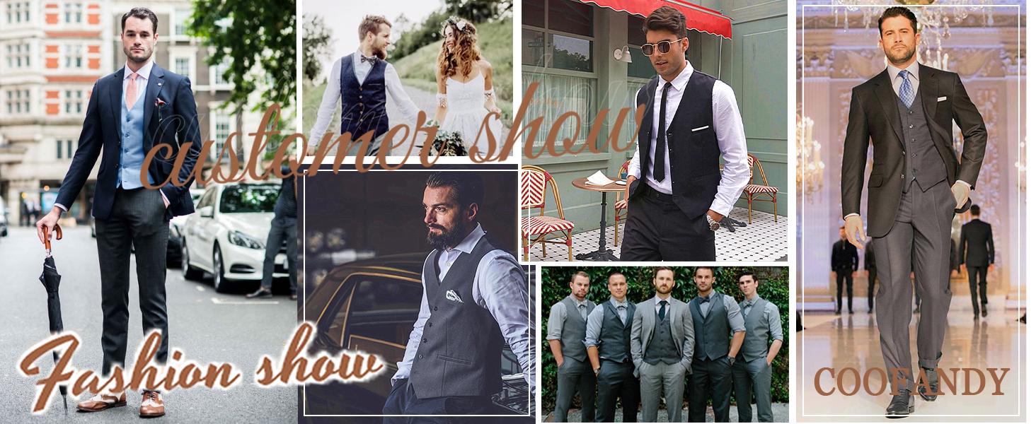 COOFANDY Men's Vests Casual Dress Suit Vest Slim Fit Business Formal Waistcoat Vest