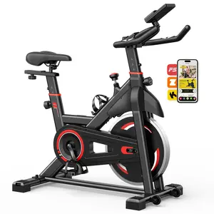 Exercise Bike with APP Control, Brake Pad Stationary Bikes with Quiet Magnetic Resistance, Indoor Cycling Spin Workout Bike with 300.0 lbs Weight Capacity for Living Room, Home, Gym, Orange