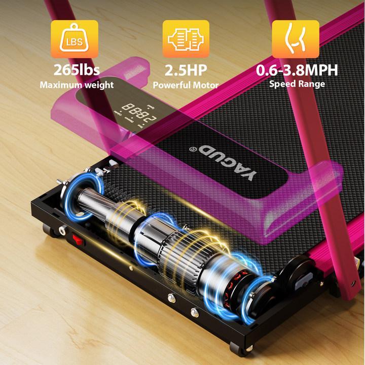 YAGUD Compact Incline Walking Pad with Handle Bar, Foldable Electric Treadmill with Handles and 3.5HP Powerful Motor, Portable Small Walking Pads Treadmill for Home Small Spaces,265LBS Weight Capacity