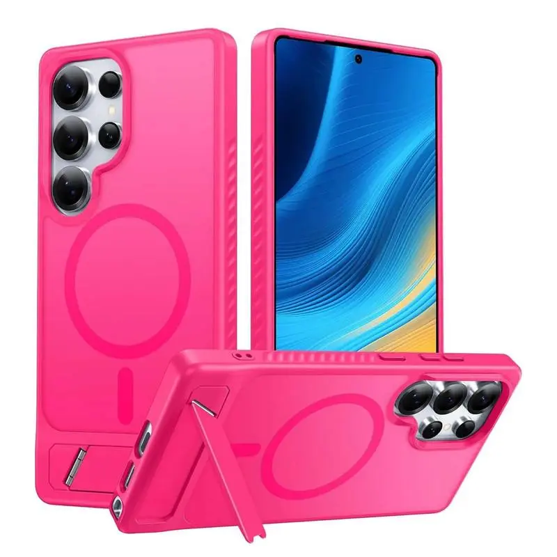 Compatible with S26Ultra/S25Ultra/s24/s23 Sandblasted back panel, silicone frame, built-in bracket, phone casephone case-HN310-4