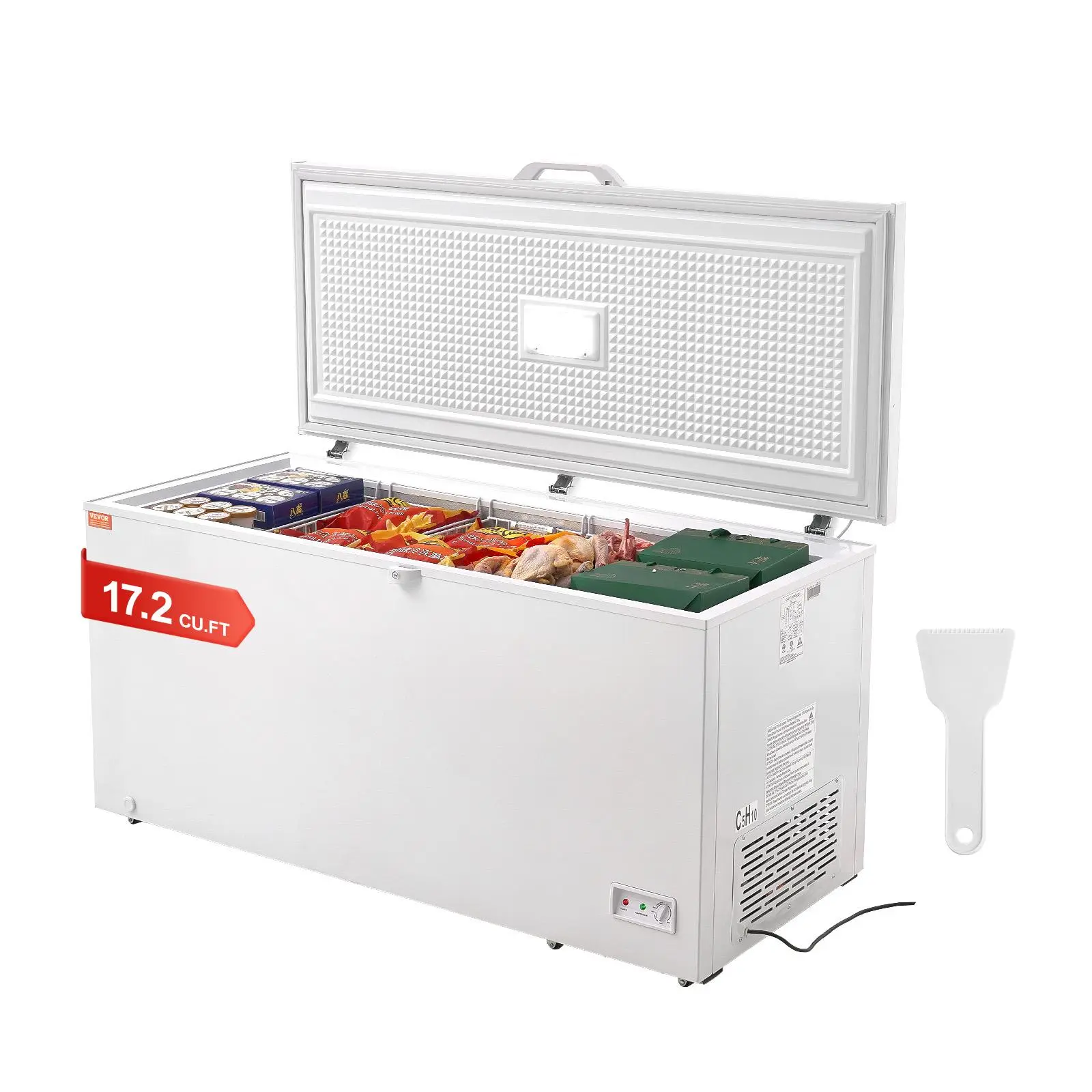 【Summerfinds】VEVOR Chest Freezer 17.2 Cu.ft / 488 L Large Deep Freezer & 4 Removable BasketsFreestanding Top Open Door Commercial Chest Freezers with Locking Lid7-Level Adjustable TempLED Lighting6 Wheels