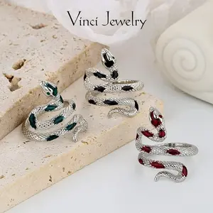 925 Funky Snake Ring with Serpent Design, Bold Synthetic Ruby and Emerald Jewelry for Women&Men, Trendy Men's Ring, Unisex Thumb Ring, Ideal Gift for Him or Her, Valentine's Day, Birthday Gift, Daily Wear and Party Jewlery