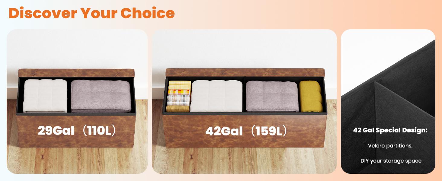 【New Color】Folding Storage Ottoman Bench, Foot Rest Stools with Padded Seat, Large Toy Box with Seating, Bedroom, End of Bed, Entryway
