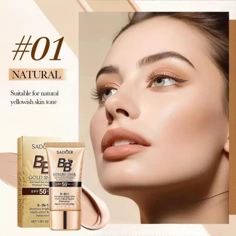 High-coverage waterproof snail BB cream - matte finish, long-lasting moisturizing and oil control, creates a natural makeup look, refreshing and non-greasy, perfect for makeup beginners