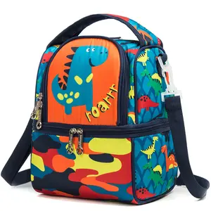 Kids' Dino Lunch Bag/Shoulder Backpack/School Bag for Preschoolers & Elementary Students Ideal for School Lunches with Fun Dinosaur Design large capacity