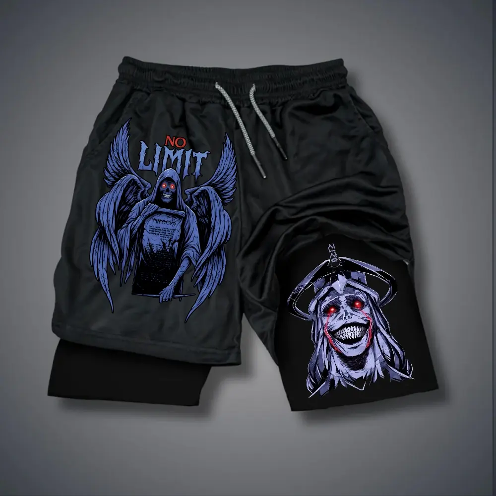 Solo Leveling 80s 90s summer men shorts for men jorts outfit men graphic shorts Double-layer sports shorts Comfortable short shorts summer