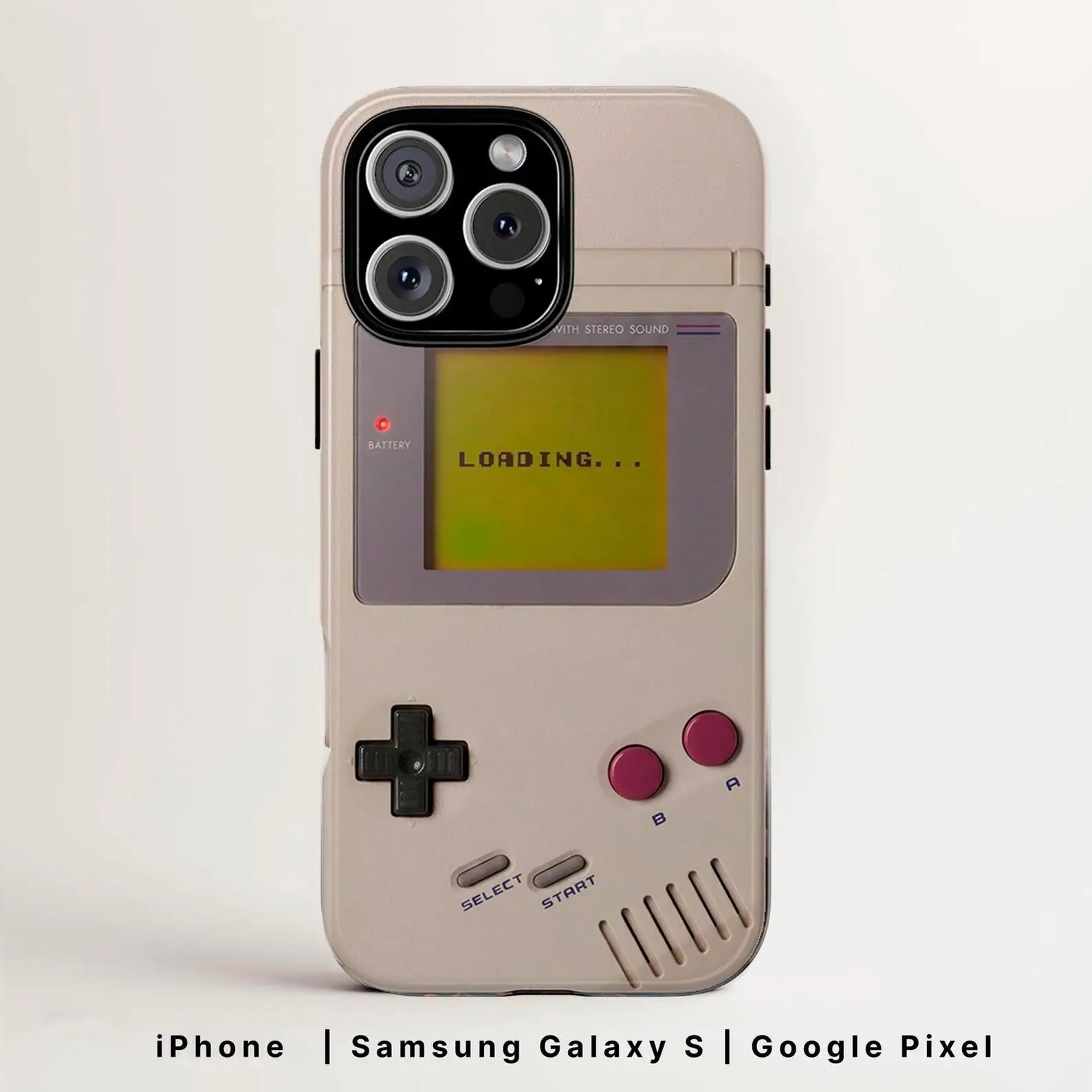 Handheld Console Case, 80s 90s, Retro Gaming Style, Vintage Tech Phone Case, iPhone, Personalized Tape, Boy Style Case Phone