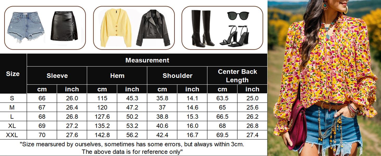 Womens Long Sleeve Tops Boho Floral Printed Blouses Casual V Neck Pleated Drawstring Peasant Shirts