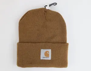 Deadstock Vintage Y2K Carhartt Spell Out Winter Beanie Hat Cap Duck Brown Knit