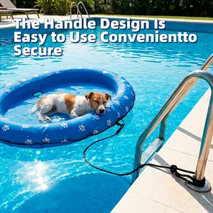 Dono-Dog Float Raft - Large Bone-Blue Inflatable Swimming Float with Convenient Handle and Rope Design for Summer, Portable Pool Floater with Sturdy Fabric Covering, Cute Cooling Toy for Small, Medium, and Large Dogs