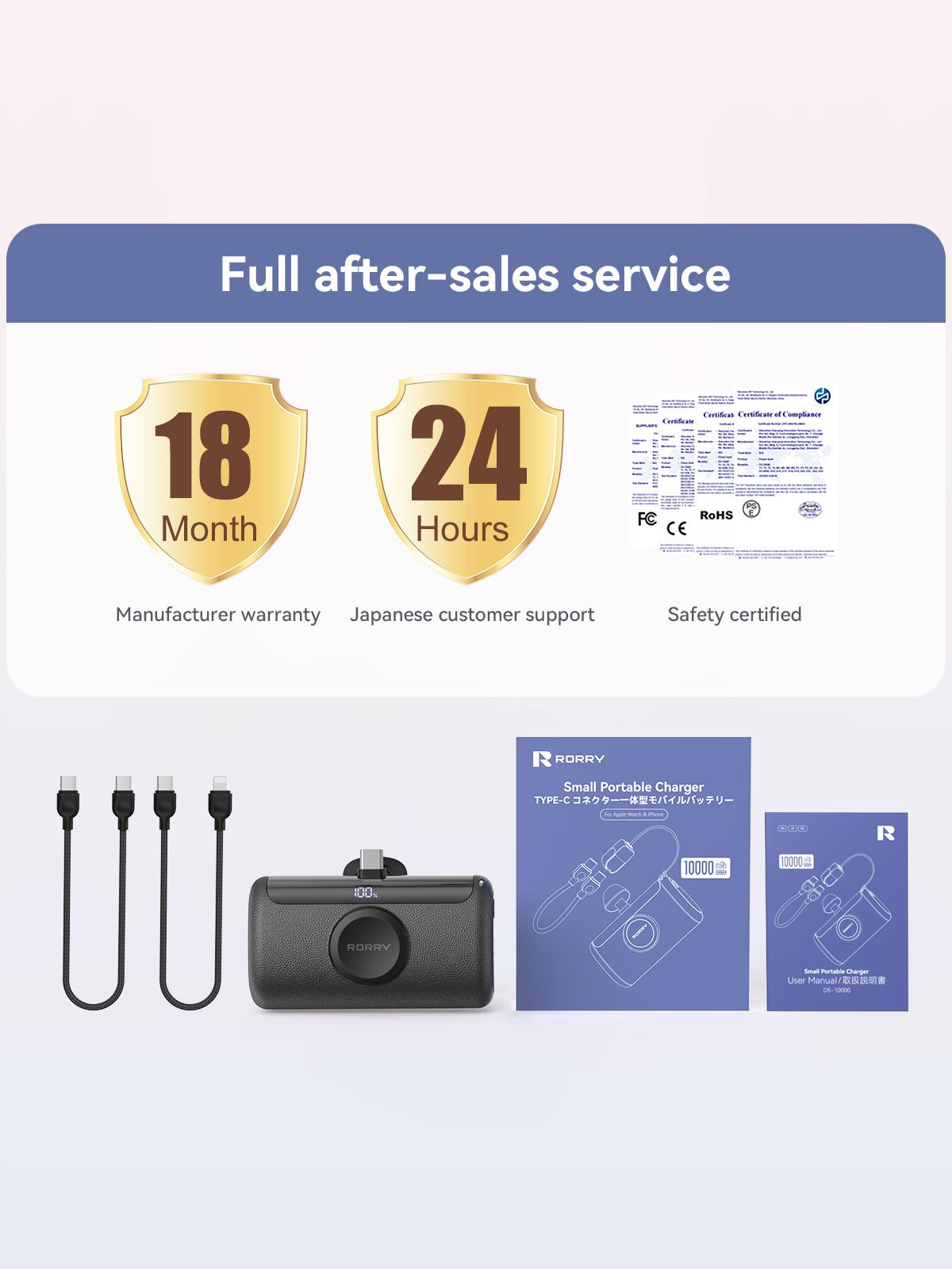 RORRY PalmGo Portable Charger 10000mAh PD 22.5W Fast Charging Mini Power Bank with Built-in USB C Connector 3-in-1 Battery Pack for iPhone 17/16/15 Pro/Max Apple Watch Ultra/11/10/SE iPad TikTokShopSpringGlowUp