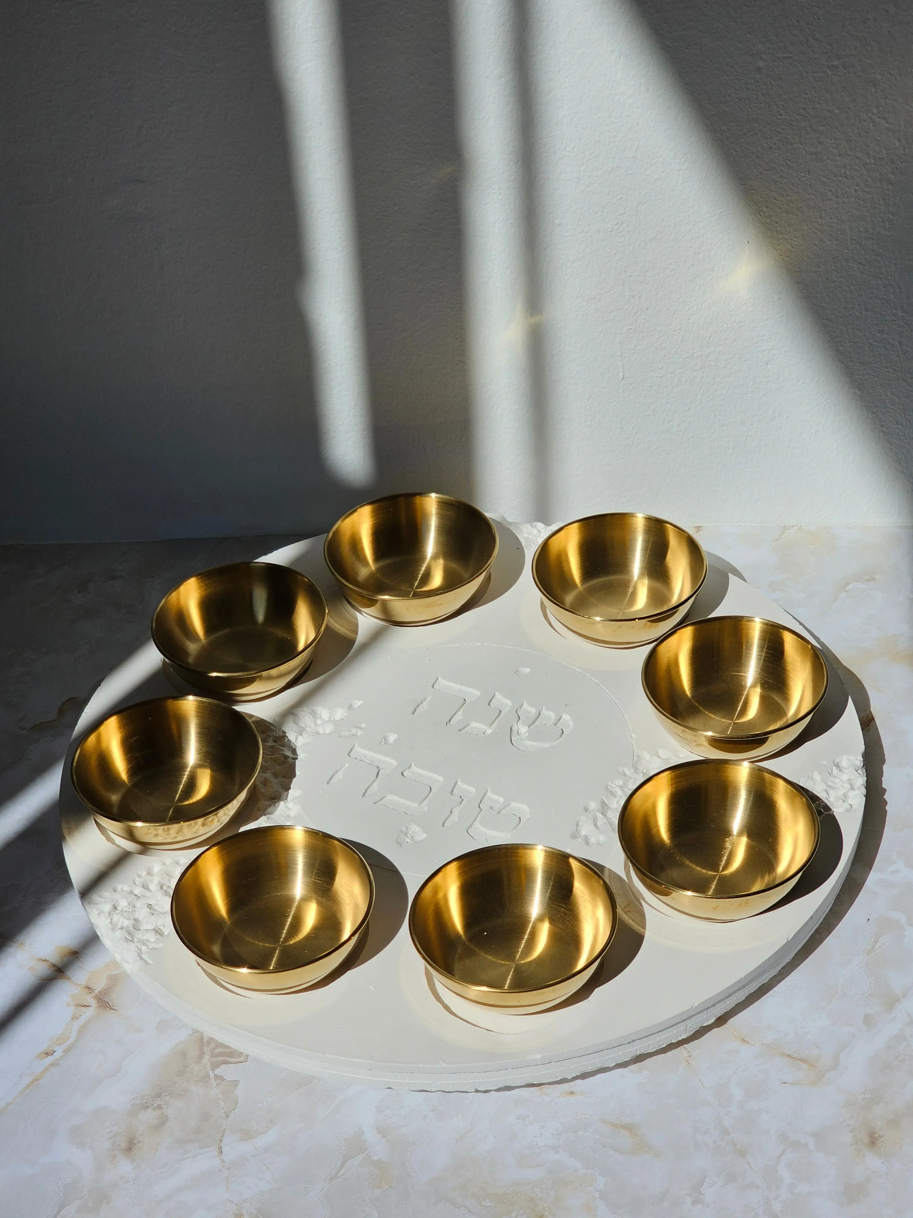 Modern Tarrazzo Rosh Hashanah Plate with Bowls