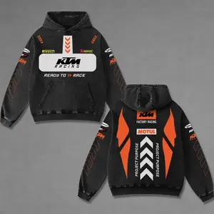 KTM Factory Biker Hoodie Washed Vintage MotoGP Racing Streetwear, Motorcycle Graphic Hoodie Unisex, Designed for Motor Fans, Sportbike Culture, Speed Lovers & Urban Motorbike Style