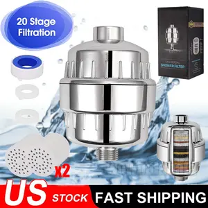 15-Stage Shower Head Filter Chrome 83x83x120mm 1/2" Thread 13000Gallon High Density Alkaline Mineralized Water Purifier for Municipal Water 5-80°C