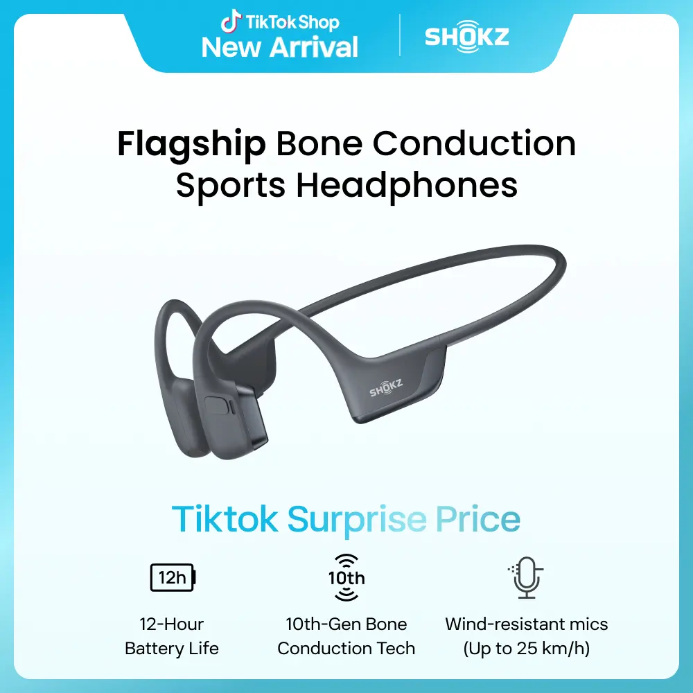SHOKZ OpenRun Pro 2 High Quality Headphones - Open Ear Earphones with Bone Conduction Tech, Sweat-Resistant Sports Headset for Workouts, Deep Bass Audio & Smart Mic, Gym,back to school,back to school haul
