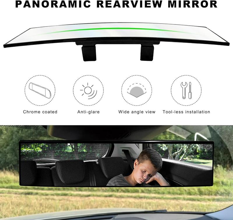 Universal Panoramic Anti-Glare Rear View Mirror - Wide Angle Clip On, Interior Blind Spot Mirrors for Car, SUV, Trucks