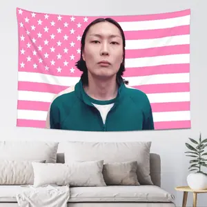 Nam-gyu Pink American Flag Funny Decorative Banner For College Dormitory Room Decoration Garden Yard 40IN*60IN Polyester Tapestry Home Textile
