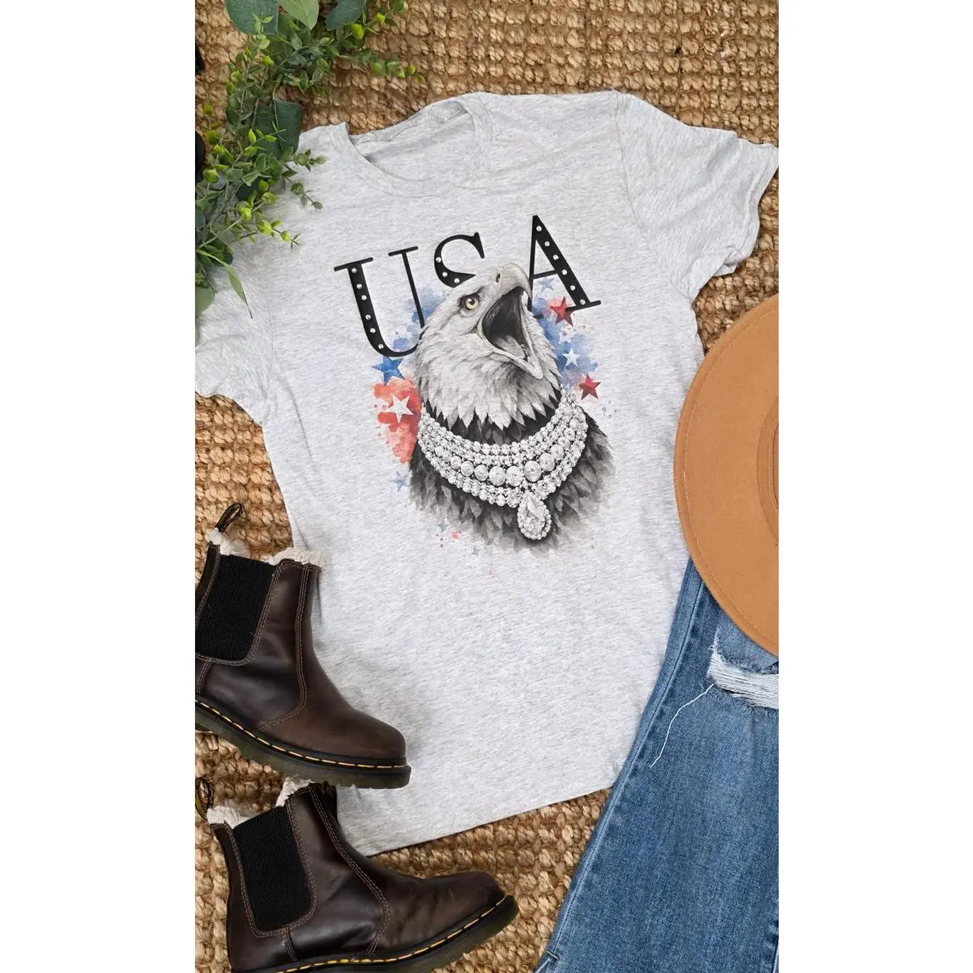 Eagle USA with Rhinestones Graphic T-Shirt