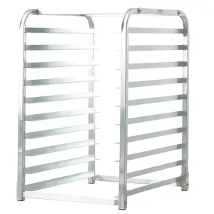 10-Tier Aluminum Bun Pan Rack - Commercial Bakery Trolley with Brake Wheels, Fits Half & Full Sheets (26"L x 20.3"W x 39"H) for Kitchen & Home