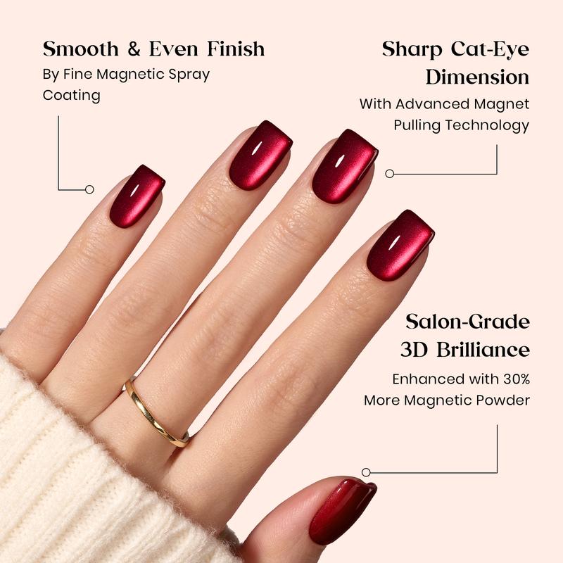 Beetles X Press Plus Cat Eye Press On Nails Tips Kit - Champagne Aurora French Tip Short Square Almond Shape Natural Acrylic Nail Tips for Effortless Beauty & DIY Manicures - Frenchtipnails Fall Nail Halloween Nail Black Friday Winter Nail Christmas Gift