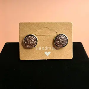 Handmade Brown Druzy Earrings 12mm - Elegant Sparkle Studs for Everyday Wear