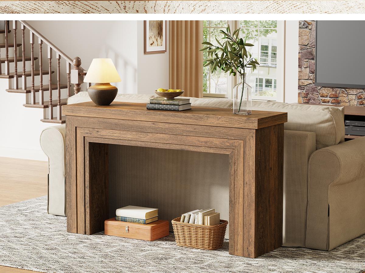 Huuger 54 Inch Entryway Table, Retangular Console Table with Storage, Farmhouse Sofa Table Behind The Couch, Long for Entrance, Hallway, Foyer, Living Room
