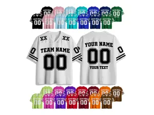 Custom Football Jerseys—Personalized Stitched Name Number Logo, Gifts for Men Women Kids Fans, Customize Football Mesh Shirt Team Uniform