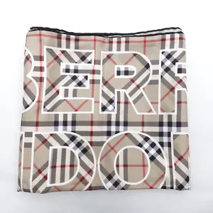 Pre-owned Burberry Checked Square Silk Scarf T10358213