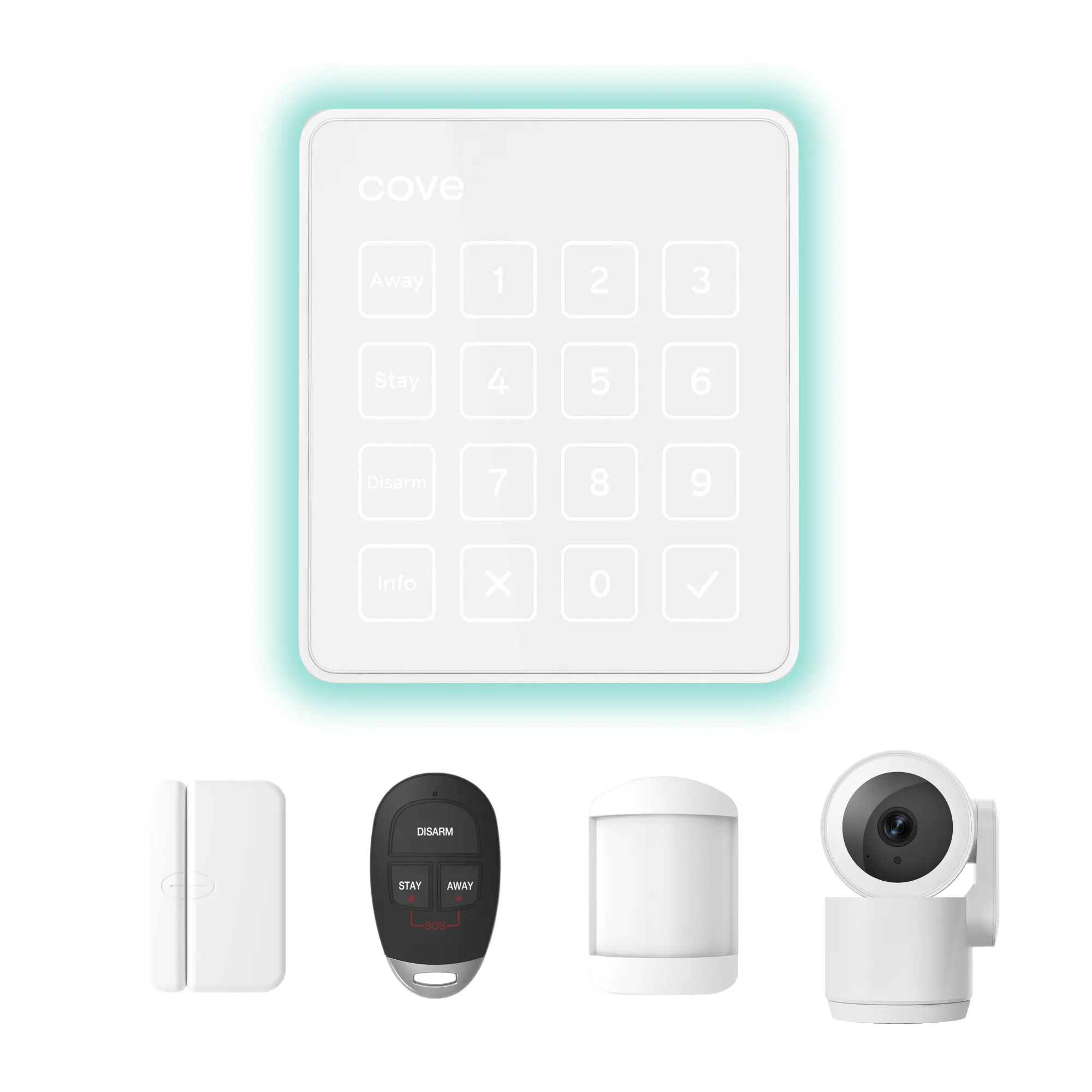 Cove Secure Hub Wireless Home Alarm System Kit - Smart Home Gadgets for Adults with Built-in Monitoring, Keypad, Door Window Alarm Sensors, Motion Sensors, LED Halo, Batteries
