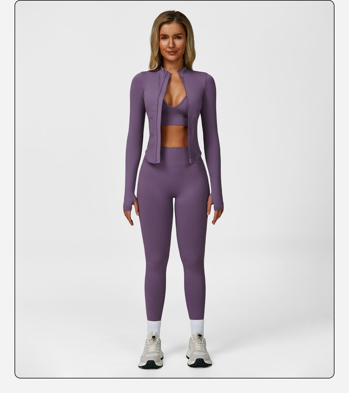 Women's Solid Criss Cross Crop Tank Top & High Waist Leggings & Zip Up Crop Jacket Tracksuit Set by MFVIM - Breathable Comfortable Outfits for Yoga, Gym, Workouts, Running, Yoga Wear, Workout Gym Clothing, Gym Sportswear, Casual Activewear SpringStatement