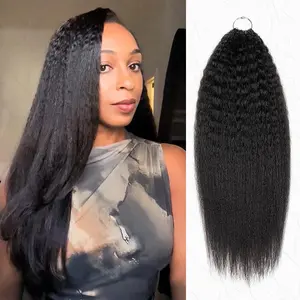 QVR Kinky Straight Crochet Hair Natural Black Machine Made Feather Human Hair Extension
