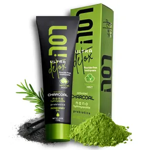 LOL Ultra Detox Activated Charcoal Toothpaste Whitening - Nano Hydroxyapatite, Probiotics, Matcha, Rosemary Oil, Xylitol, Fluoride Free