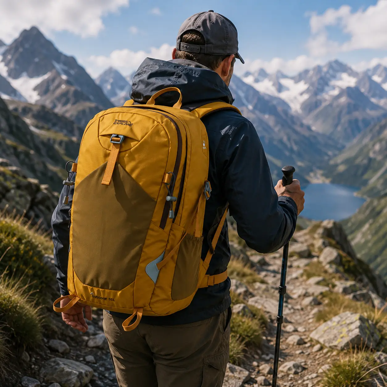 Unisex 35L Hiking Backpack, Lightweight Water-Resistant Outdoor Daypack with Breathable Back Panel for Camping, Travel