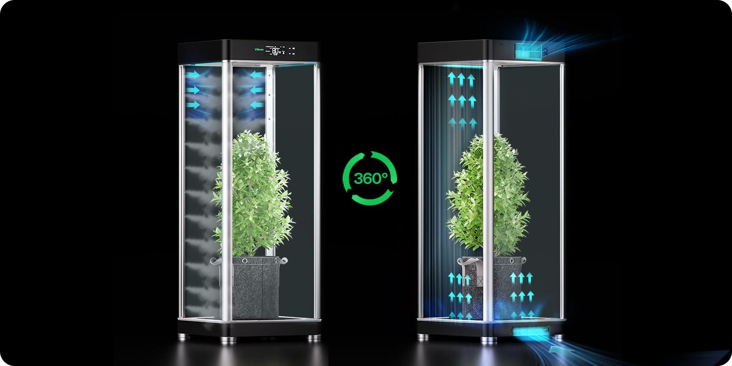 VGrow All-in-One Smart Grow Box, Professional System with Samsung LM301H EVO Grow Light, Advanced Circulation & Ventilation System, Irrigation, Nutrient, Magnetic Window for Indoor Hydroponics