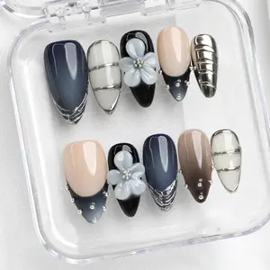 PG11 Handmade 10 PCS 3D Gel Press-On Nails | Reusable, Long-Lasting, Salon-Perfect Finish