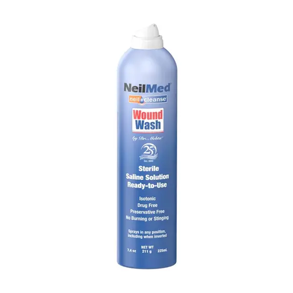 NeilMed NeilCleanse Wound Wash Extra Large - Sterile Saline Spray for Minor Wounds & Scrapes, No Burning, Drug-Free, 225 mL