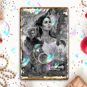Vintage Labyrinth Movie Metal Sign with Artwork Retro Tin Poster for Home Bar Cafe Wall Decor Christmas Gift Holiday Ornament Aesthetic Room and Bedroom Wall Art