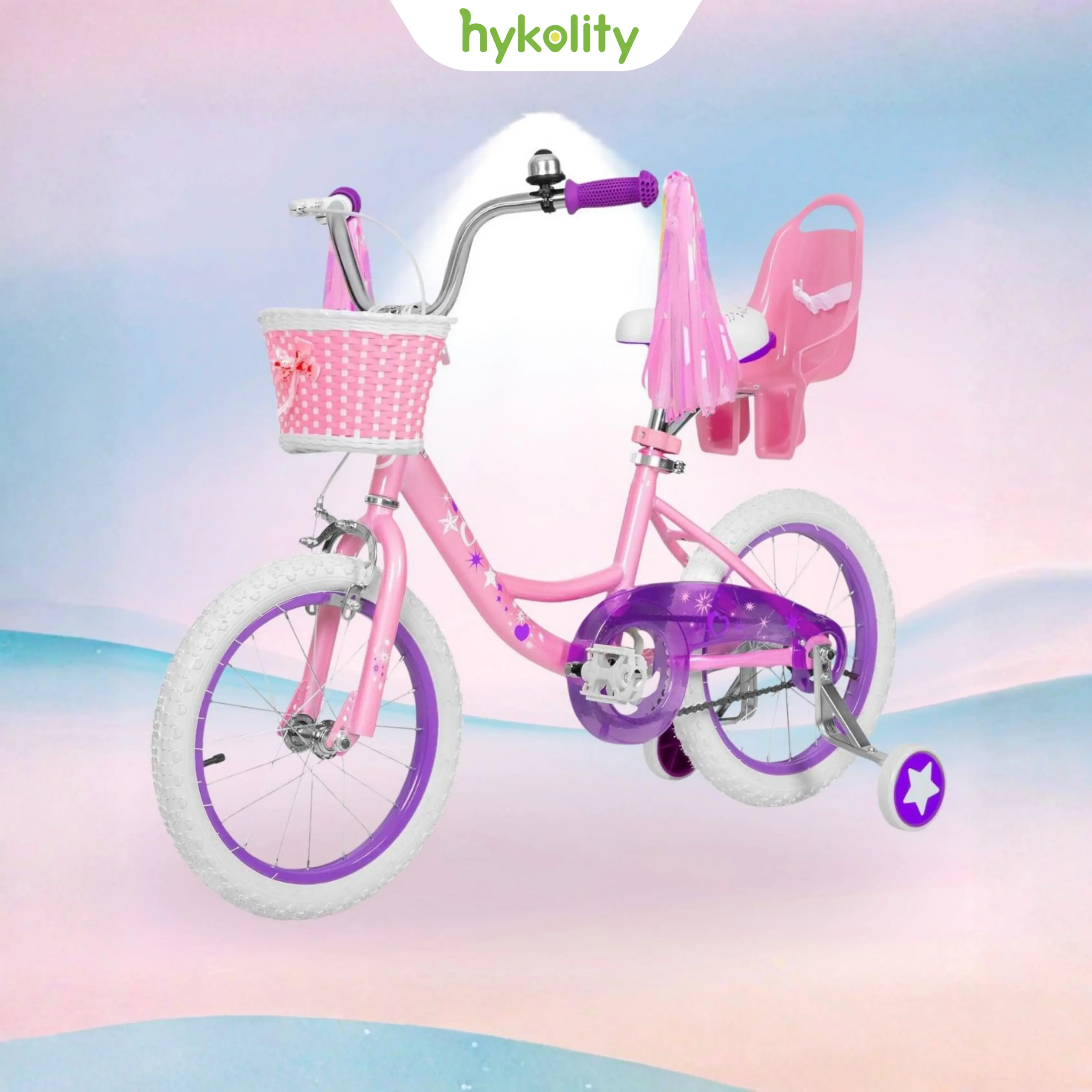 [Christmas Gifts] Kids Bikes for Girls & Boys, 14/16/20/24 Inch Children’s Bicycle for Ages 3+, Training Wheels, Basket, Streamers, Bell, Coaster Brake, Chain Guard, Single-Speed Bike for Toddlers & Tweens