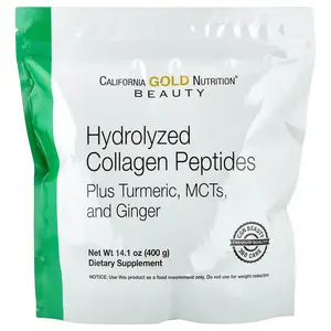 California Gold Nutrition Hydrolyzed Collagen Peptides with Turmeric, MCT, and Ginger, 14.1 oz (400 g)