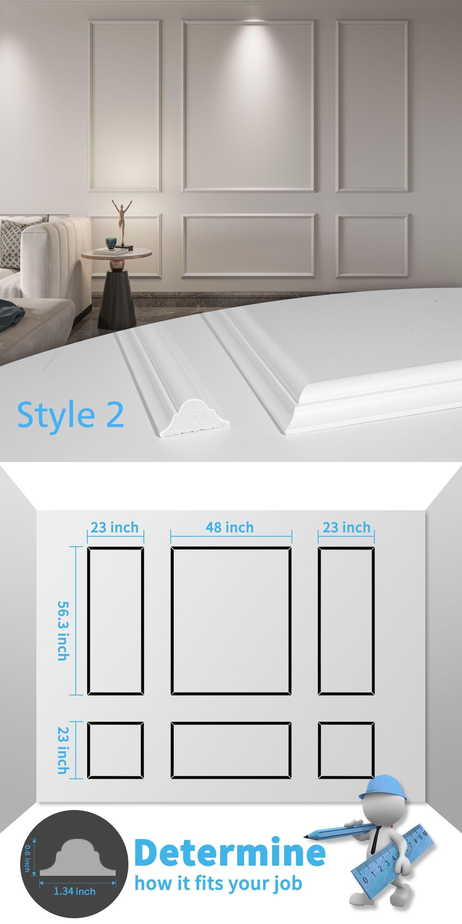 Art3d Pre-Cut Wall Molding Kit – DIY Wainscoting Panels for Interior Walls, Living Room & Bedroom Decor,3 ToP 3 Bottom