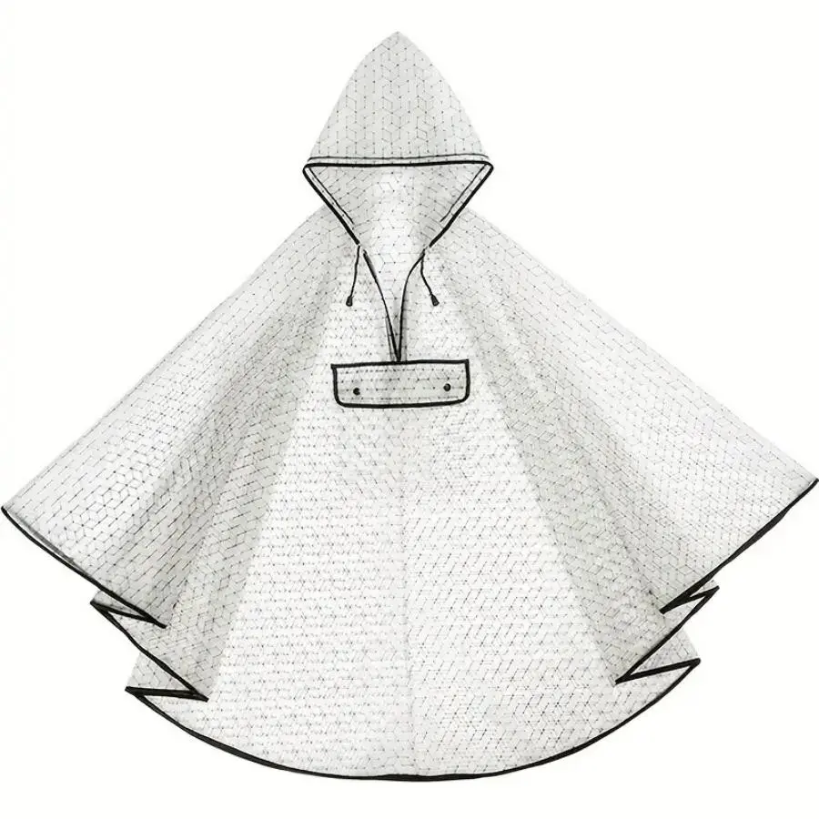 Lightweight Transparent Rain Poncho, Reusable Outdoor Rainproof Waterproof Cape with Hood, Ideal for Daily Commute, Hiking, Travel & Theme Parks, EVA Waterproof Hooded Raincoat