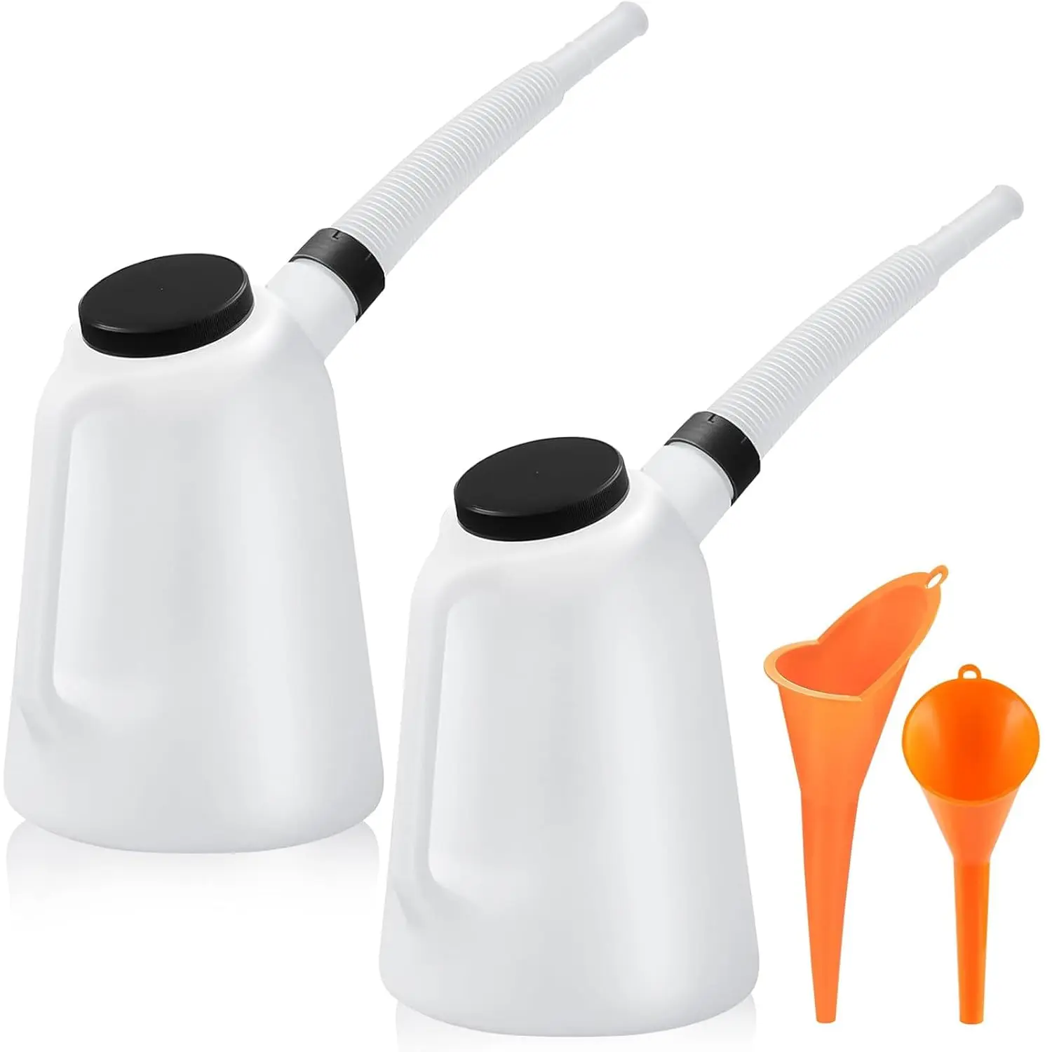 2 Pack 5 Quart Oil Jug  Oil Measuring Container with Spout and Cap Plastic Automotive Funnel Set for  Engine Dispenser Automotive Fluids