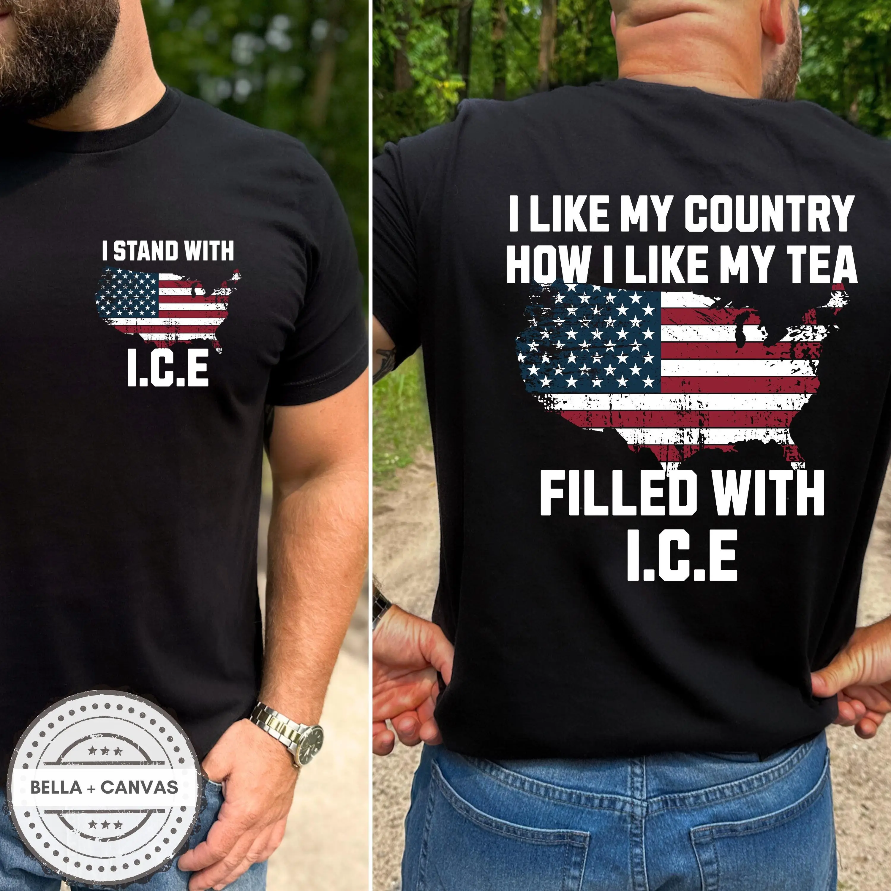 I Like My Country How I Like My Tea, Filled With ICE Shirt, Fun Trump Ice Shirt, Trump Supporter Tee 4th of July Tee Trump Merch 2028 MAGA