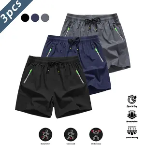 Mens Casual Shorts 3 Pack Summer Shorts Quick Dry Breathable Lightweight Drawstring with Pockets