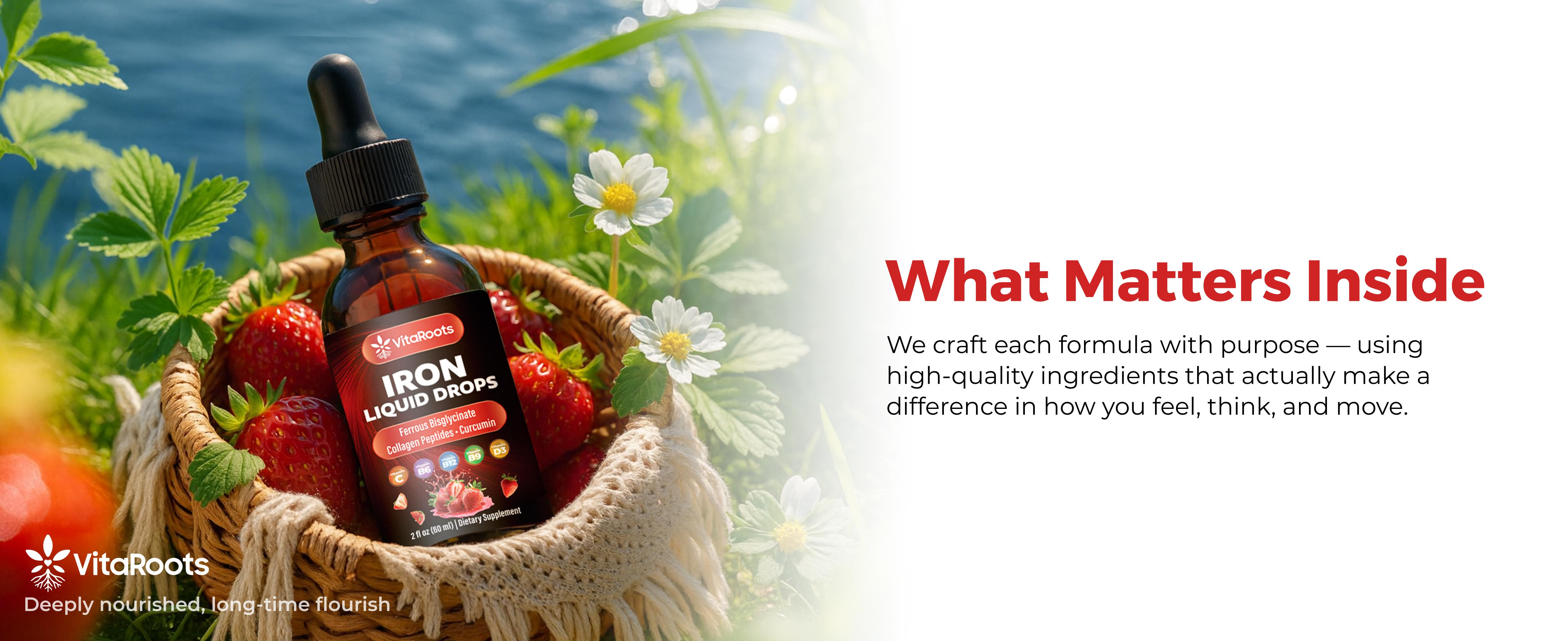 Liquid Iron Drops – Daily Nutrient Blend with Vitamin C, B6, B12, Folic Acid & Collagen Natural Strawberry Flavor | 2 fl oz Liquid Iron Drops – Daily Nutrient Blend with Vitamin C, B6, B12, Folic Acid & Collagen Natural Strawberry Flavor | 2 fl oz