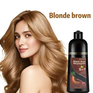 Blonde Brown Hair Dye Shampoo 5-in-1, Natural Herbal Hair Color Shampoo for Gray Coverage, Long-Lasting Brown Hair Coloring for Women & Men, Easy At-Home Use, Shampoo Para Canas