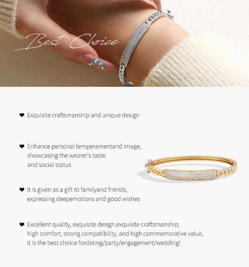 ATTAGEMS Special Design Fashion Bracelet Round Cut Lab-Created Moissanite Bracelet Hypoallergenic Everyday Daily Wear Engagement Exquisite Jewelry Holiday Gift B070