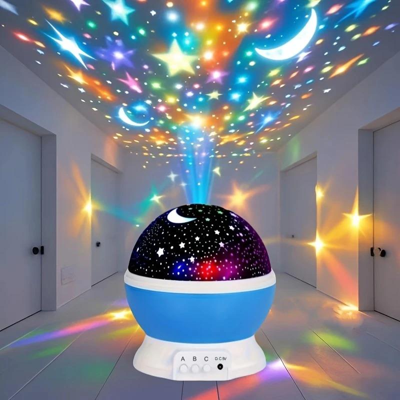 [2Pcs] Starry Night Light Projector, 360 ° Rotatable Light Fixture with 9 Color Modes, Featuring Moon And Stars - USB Powered, 1 Dreamy Starry Light - Illuminates Romantic Bedrooms, Adding Brilliance to Festivals, Camping Adventures, And Parties