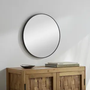 Livabliss Aranya Modern Round Accent Mirror - Home Decor Aluminum Frame Mirror with Thin Profile, Wall-Mountable Multi-Size Option for Home Supplies