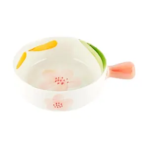 Golden Lion Monet Garden Ceramic Bowl 650ML - Elegant Floral Design Soup Bowl for Kitchen & Dining